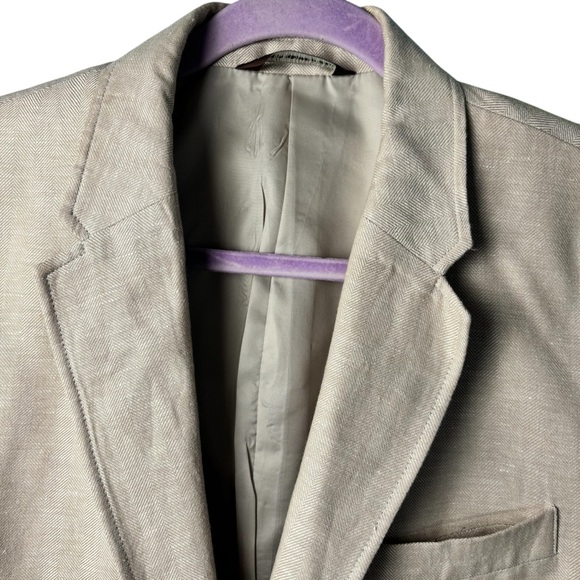 Perry Ellis Tan Sport Coat Linen Blend Size 40R Classic Fit - Picture 2 of 11